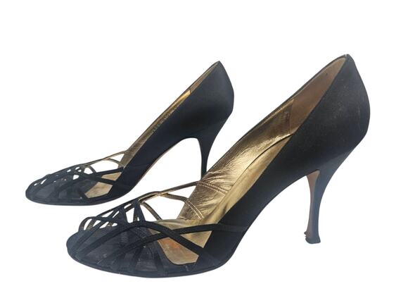 Dolce&Gabbana Shoes - Vintage Dolce & Gabbana Black Satin Strap Heels Italy Sz 40 1/2 US 9.5